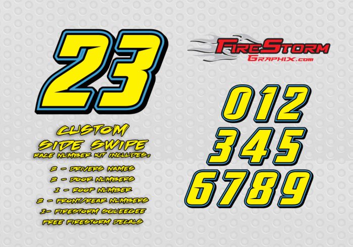 Custom Side Swipe Racing Numbers Kit