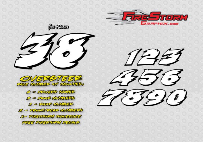 Oversteer Legend Race Car Full Number Decals Racing Graphics Kit