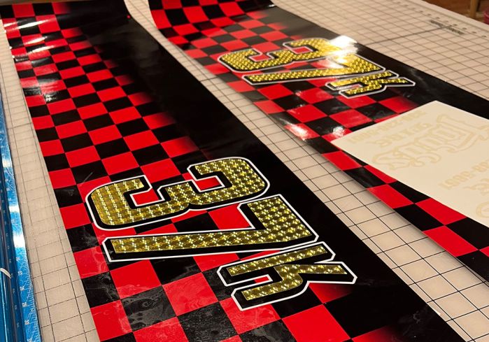 Custom Flame Race Number Vinyl Decals – Square Or Round, For Cars, Bikes, Karts