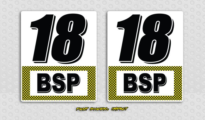Yellow 4 inch race numbers with black border number vinyl sticker graphic decal 