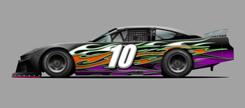 orange flames race car wrap