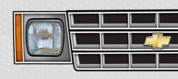 1982-1987 chevy s-10 headlight and grill decal
