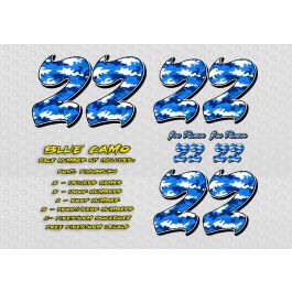 Blue Camo Legends Race Car Number Kit