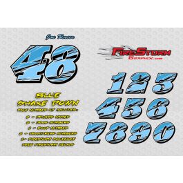 Blue Shake Down Race Car Number Decal Kit