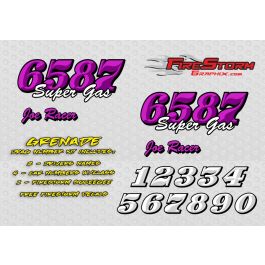 Grenade Drag Car Number Vinyl Decals