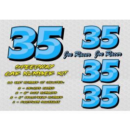 Blue Prismatic Go Kart Numbers Decals Kit