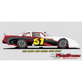 Red Blitz Pavement Asphalt Late Model Wrap