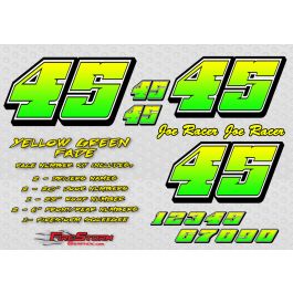 Yellow Racing Number Yellow Green Fade Race Car Numbers Decal Kit